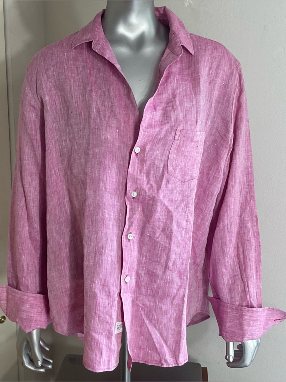 Frank & Eileen “Eileen” Relaxed 100% Linen Shirt Magenta Pink Women Size Medium